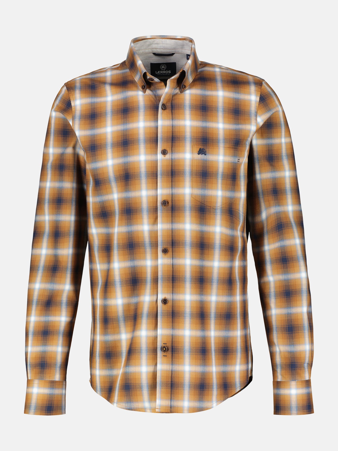 Long-sleeved shirt with a checkered herringbone structure