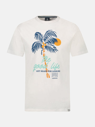 Rundhals T-Shirt für Herren mit Palmenprint