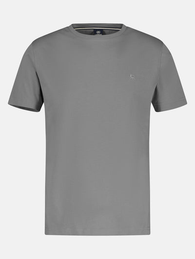 Basic T-shirt met logosteek, effen kleur