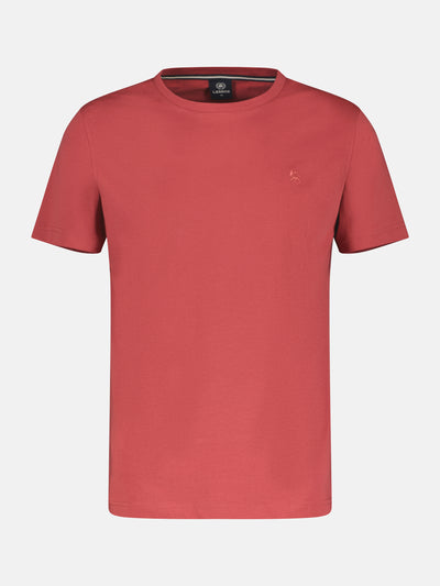 Basic T-shirt met logosteek, effen kleur