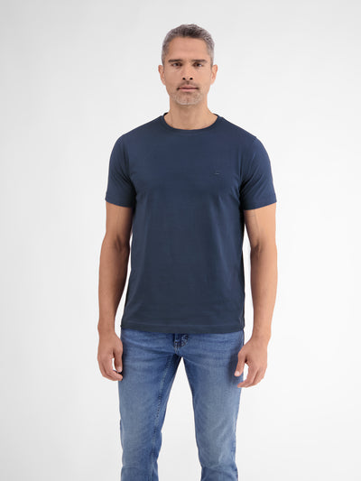 Basic T-shirt met logosteek, effen kleur