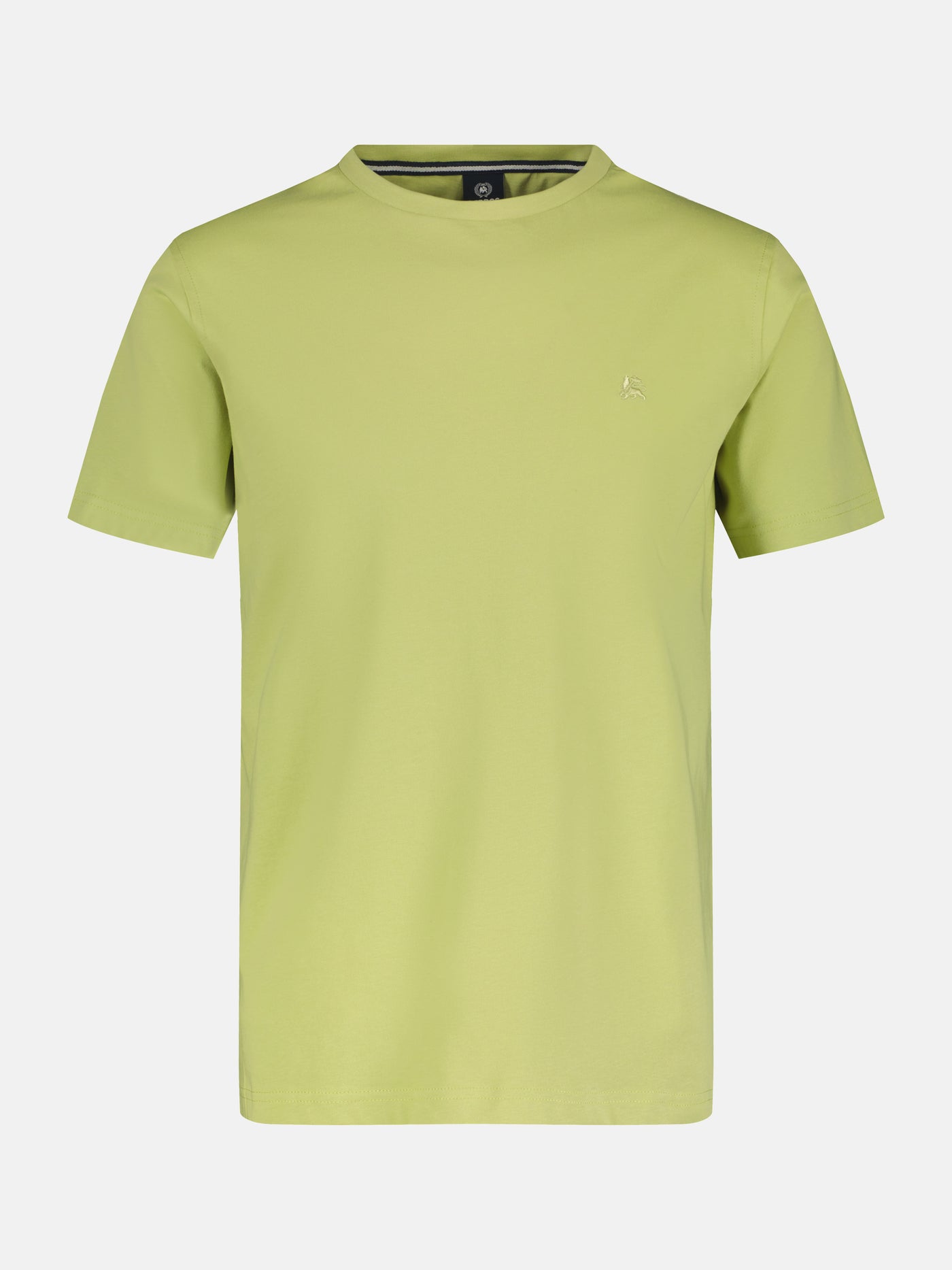 Basic T-shirt met logosteek, effen kleur