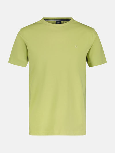 Basic T-shirt met logosteek, effen kleur