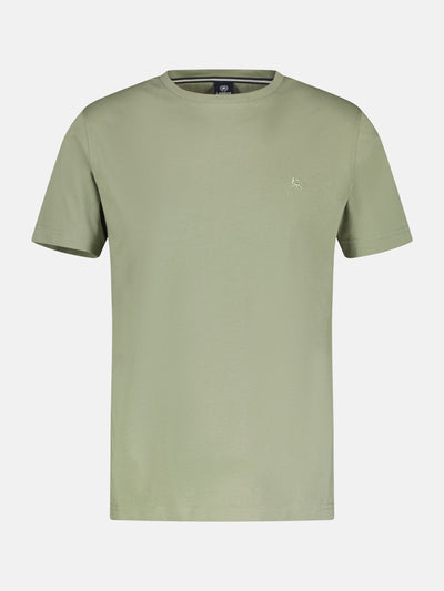 Basic T-shirt met logosteek, effen kleur