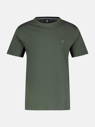 Basic T-shirt met logosteek, effen kleur