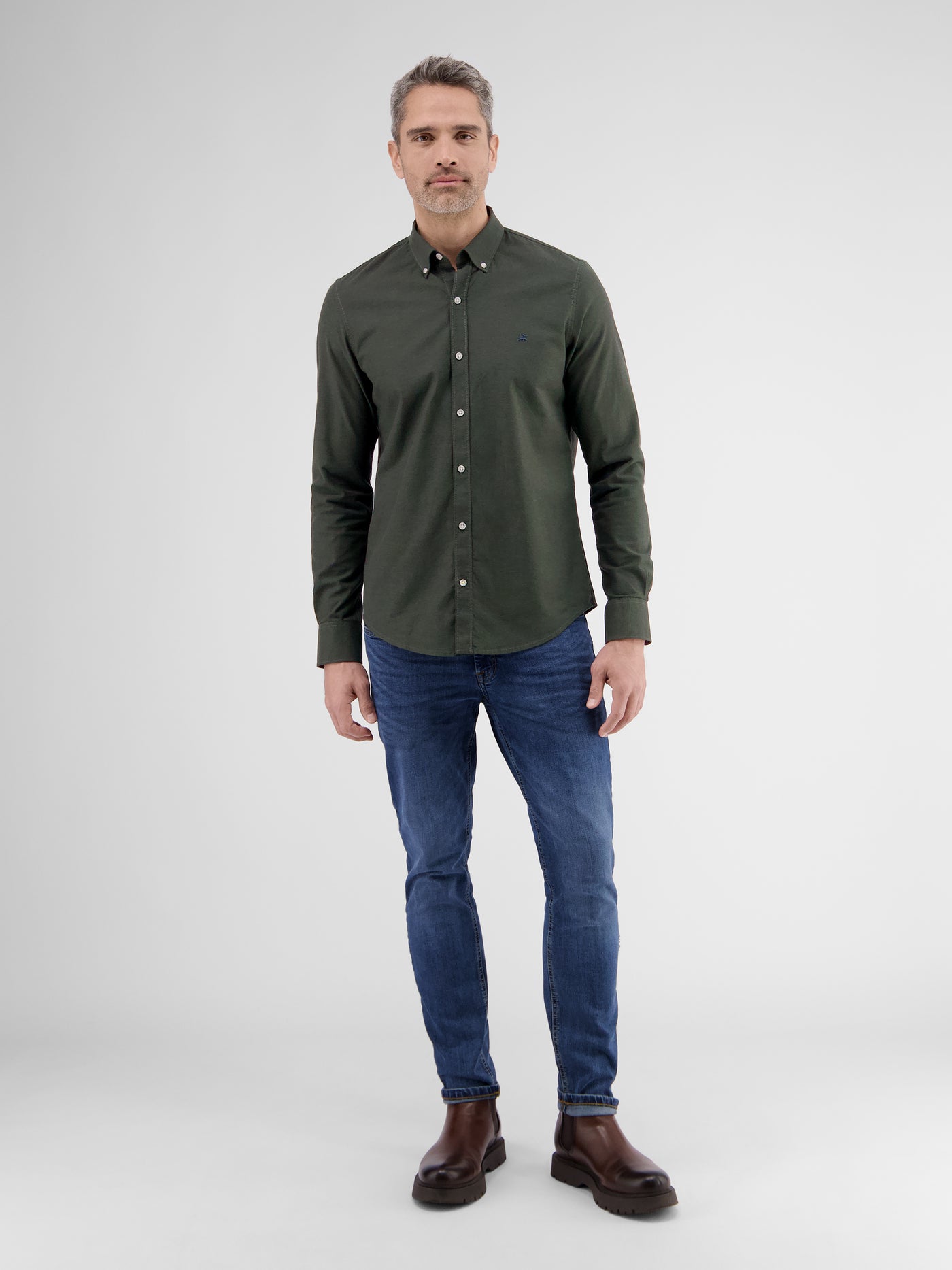 Oxford overhemd met stretch en button-down kraag