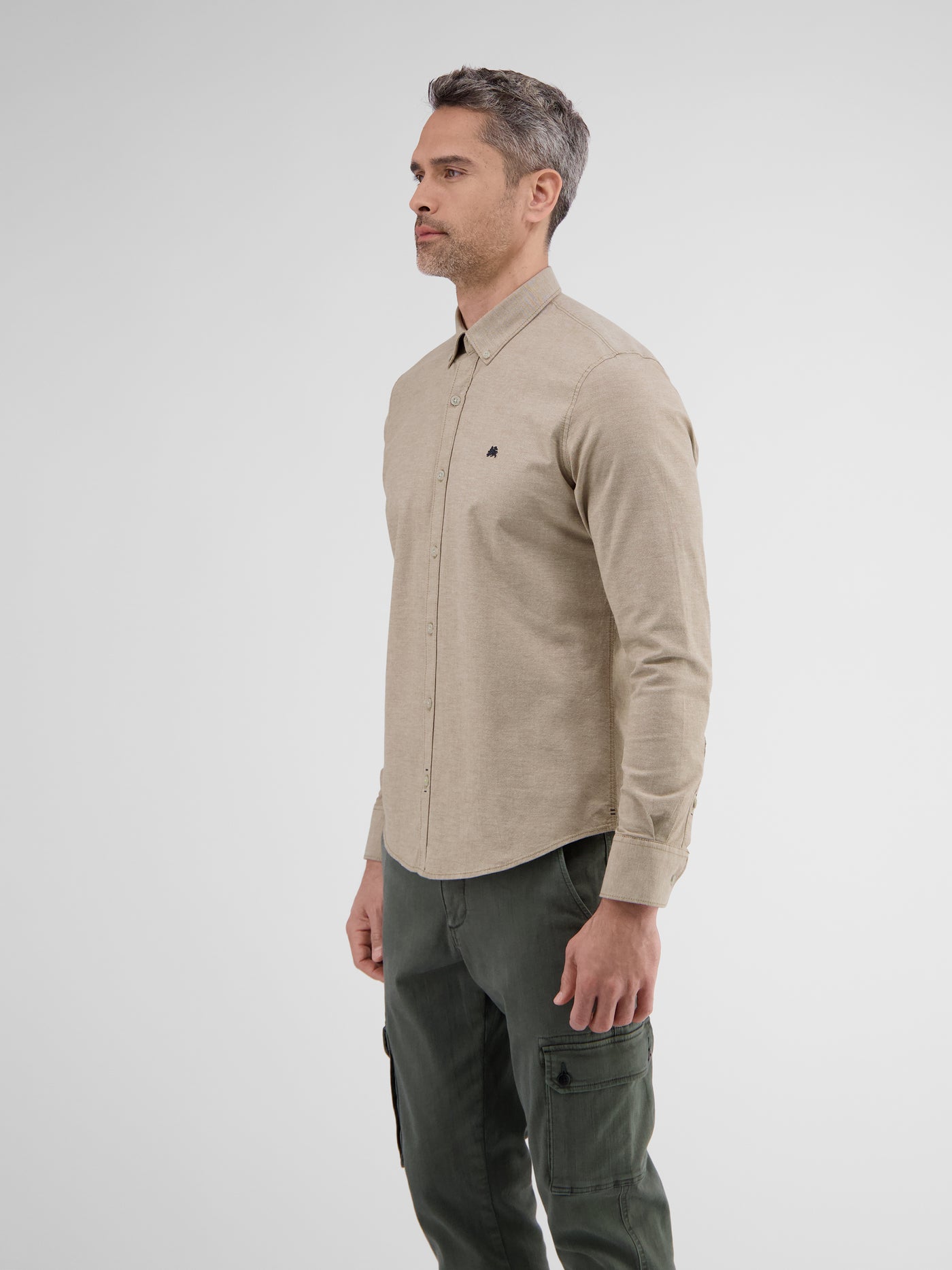 Stretch Oxford shirt with button-down collar