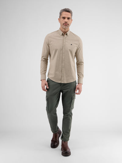 Stretch Oxford shirt with button-down collar