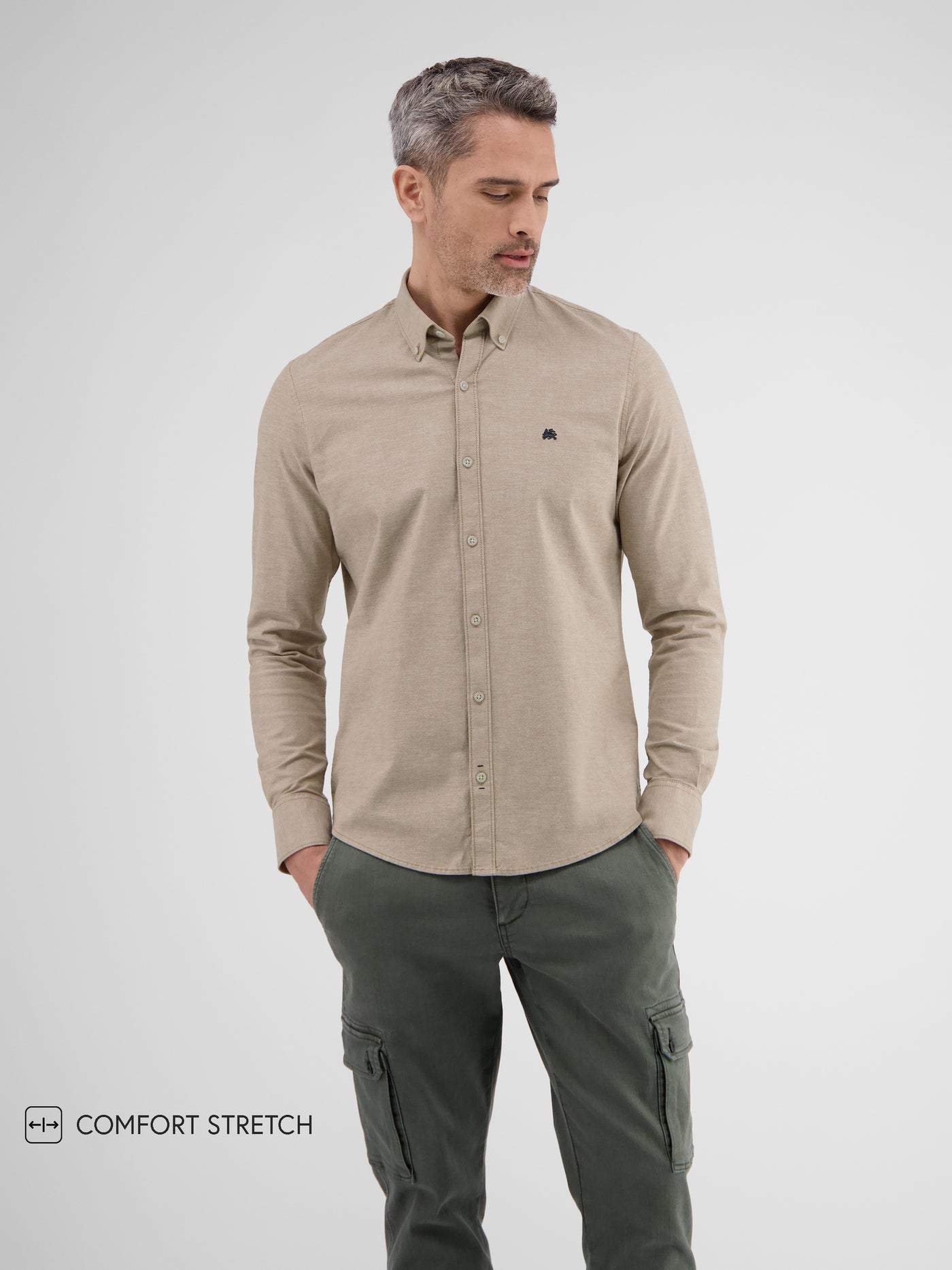 Oxfordhemd mit Stretchanteil und Button-down-Kragen