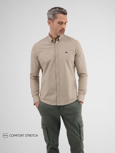 Stretch Oxford shirt with button-down collar