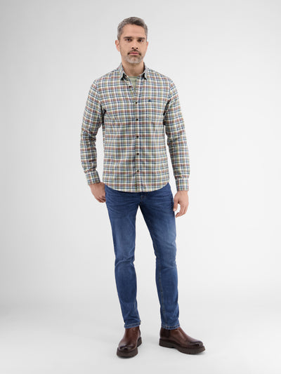 Check shirt in high-quality herringbone quality