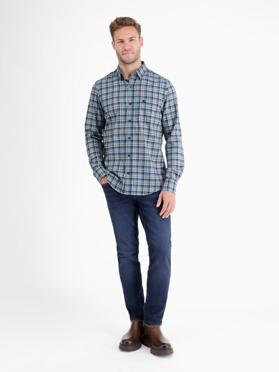 Check shirt in high-quality herringbone quality