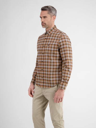 Check shirt in high-quality herringbone quality