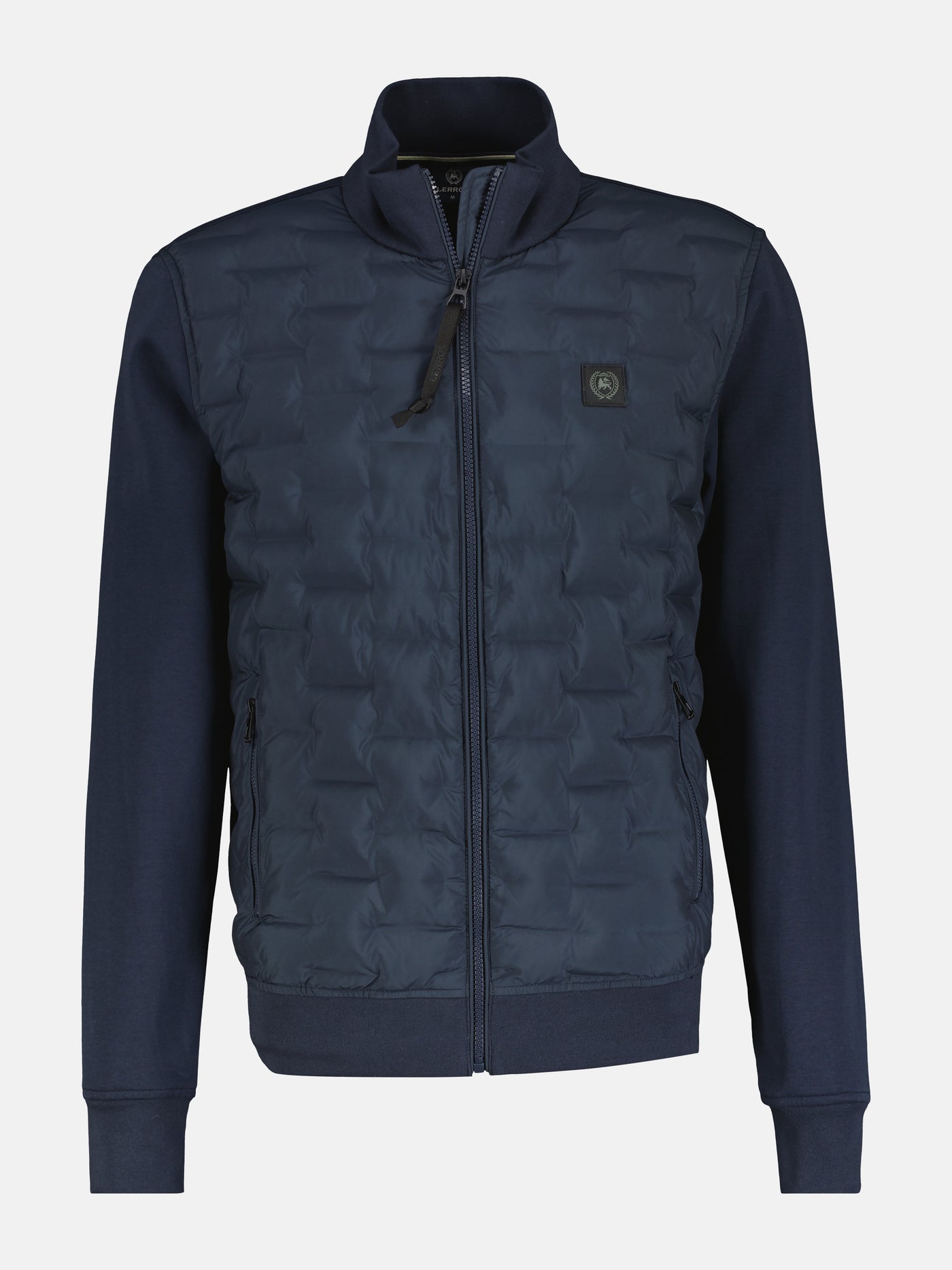 Men's sweat jacket with quilted front