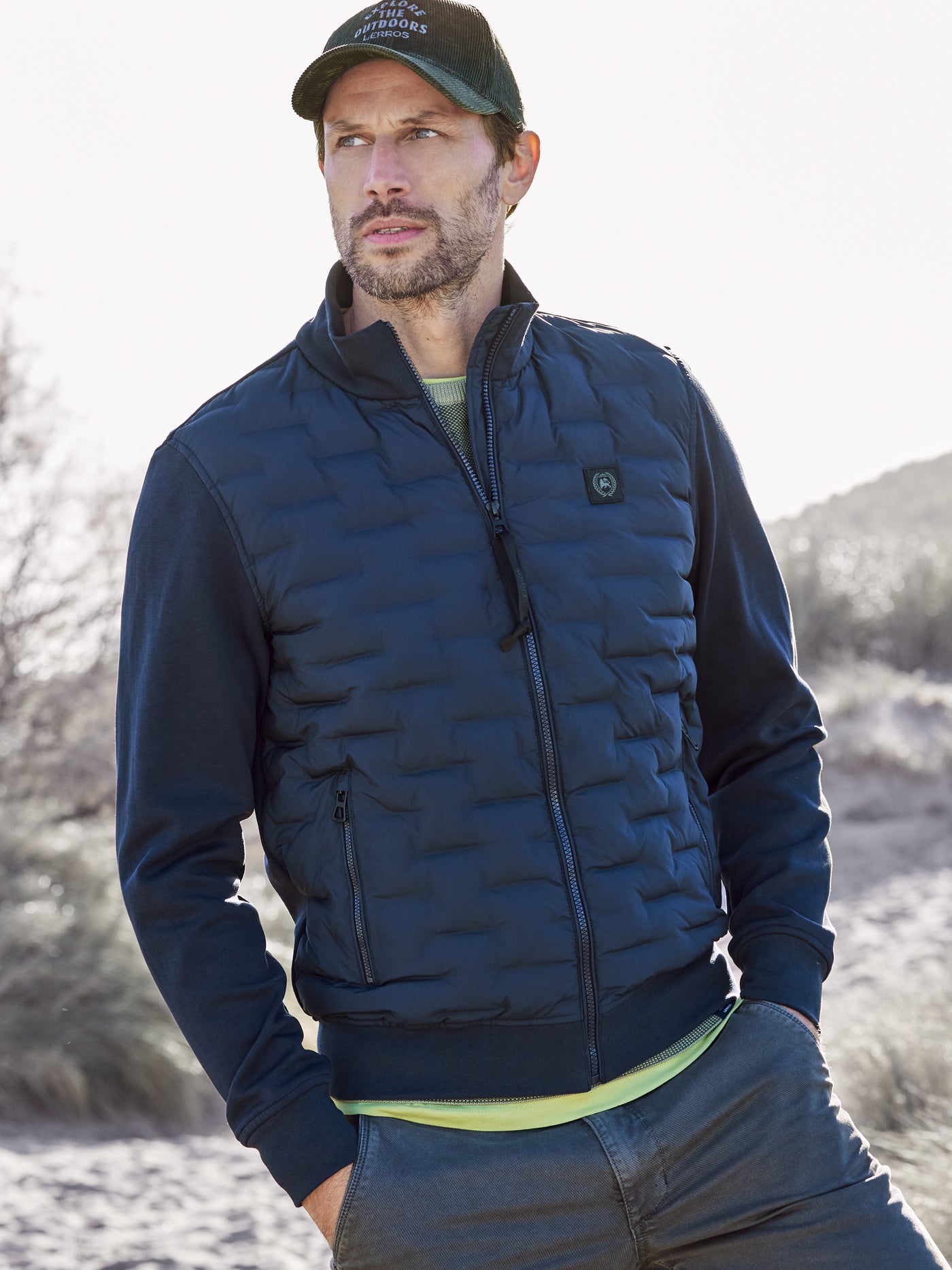 Men's sweat jacket with quilted front