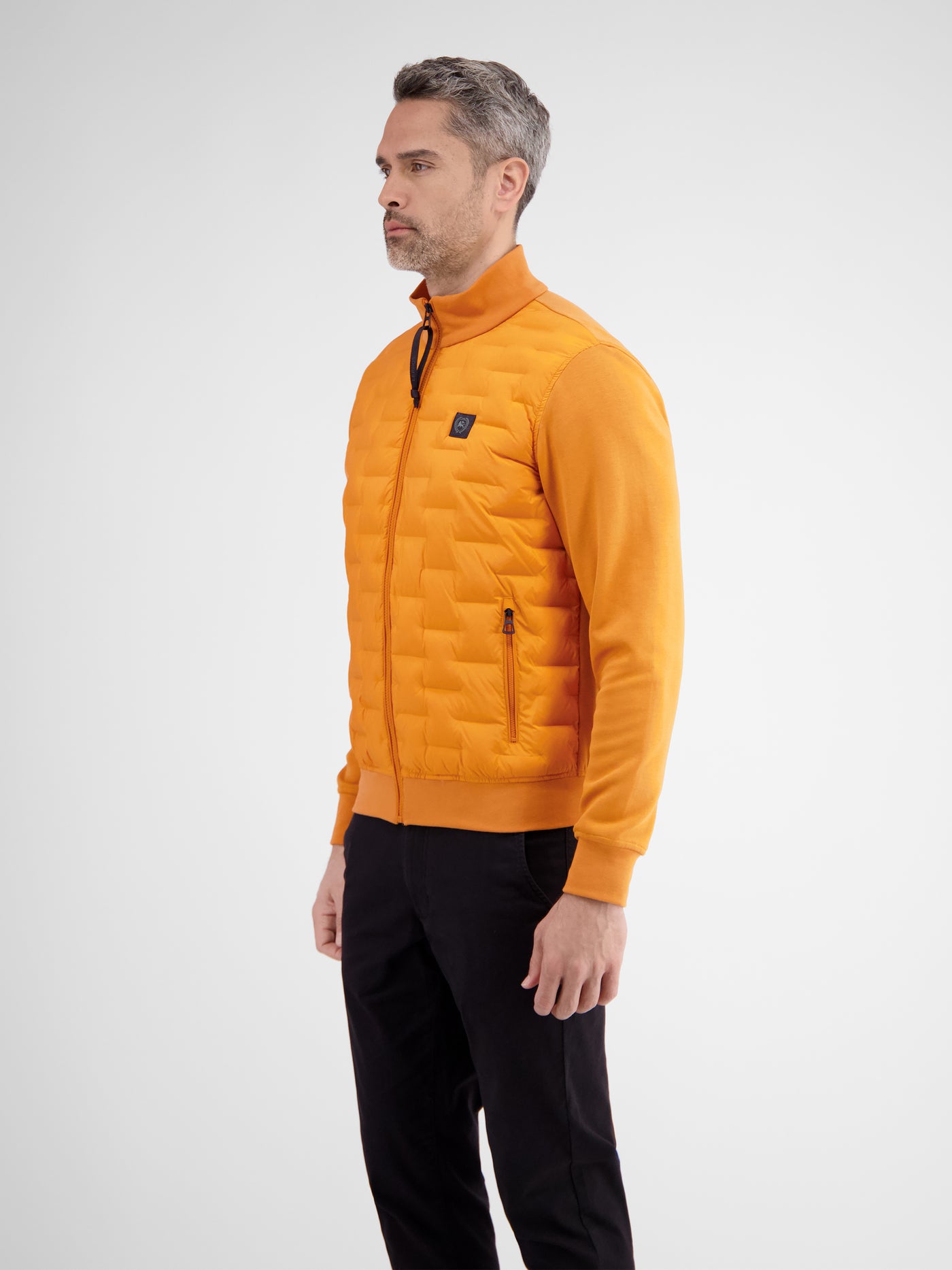 Men's sweat jacket with quilted front