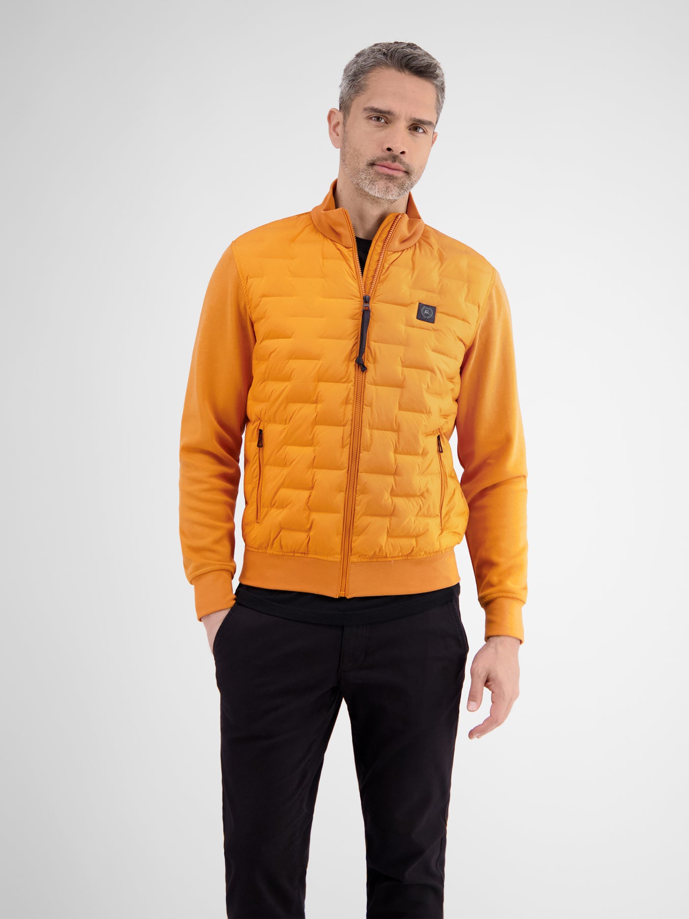 Men's sweat jacket with quilted front