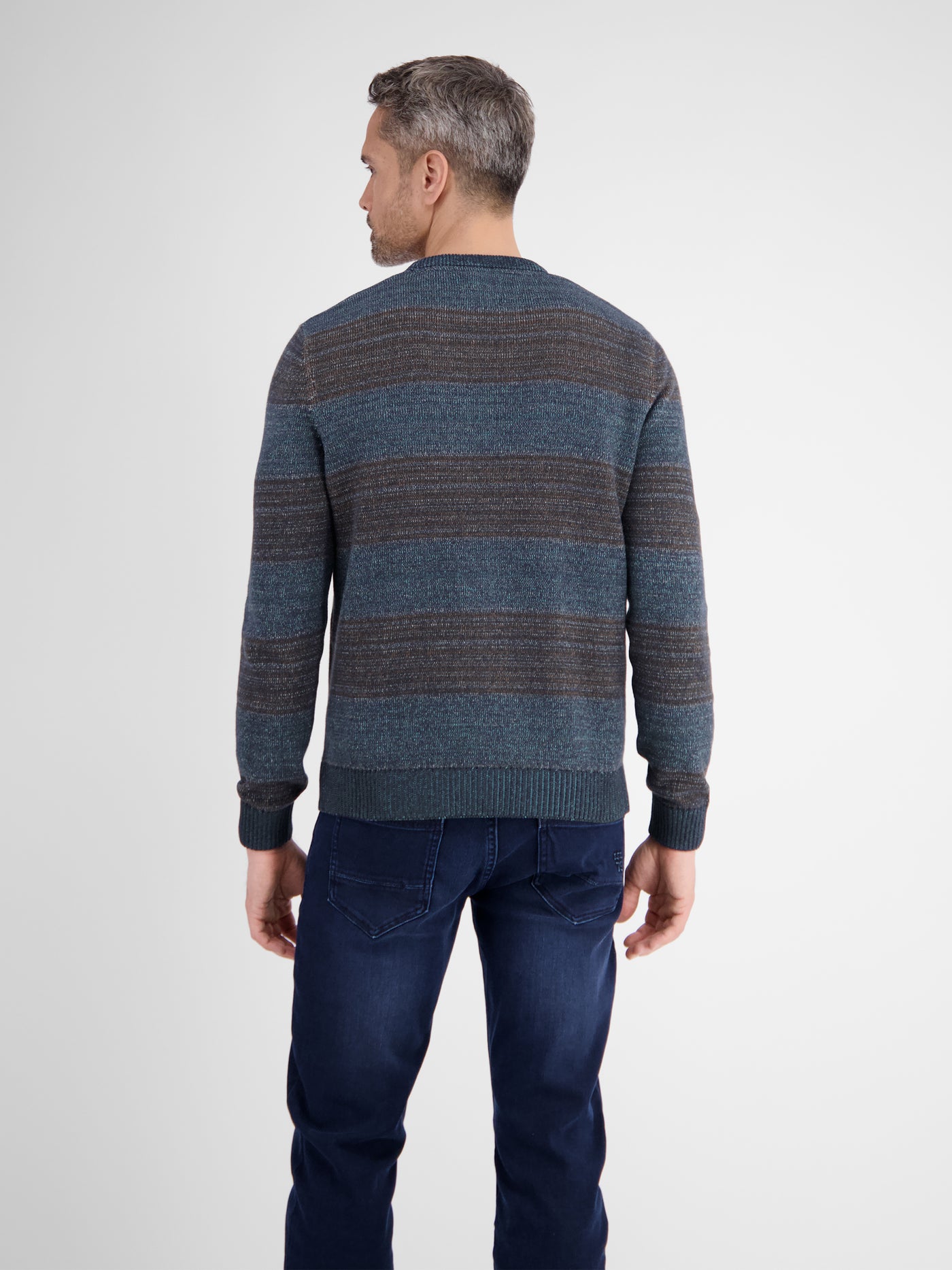 Knitted sweater in melange stripe look