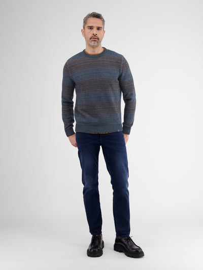 Knitted sweater in melange stripe look