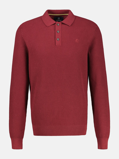 Long-sleeved knitted polo in structured quality