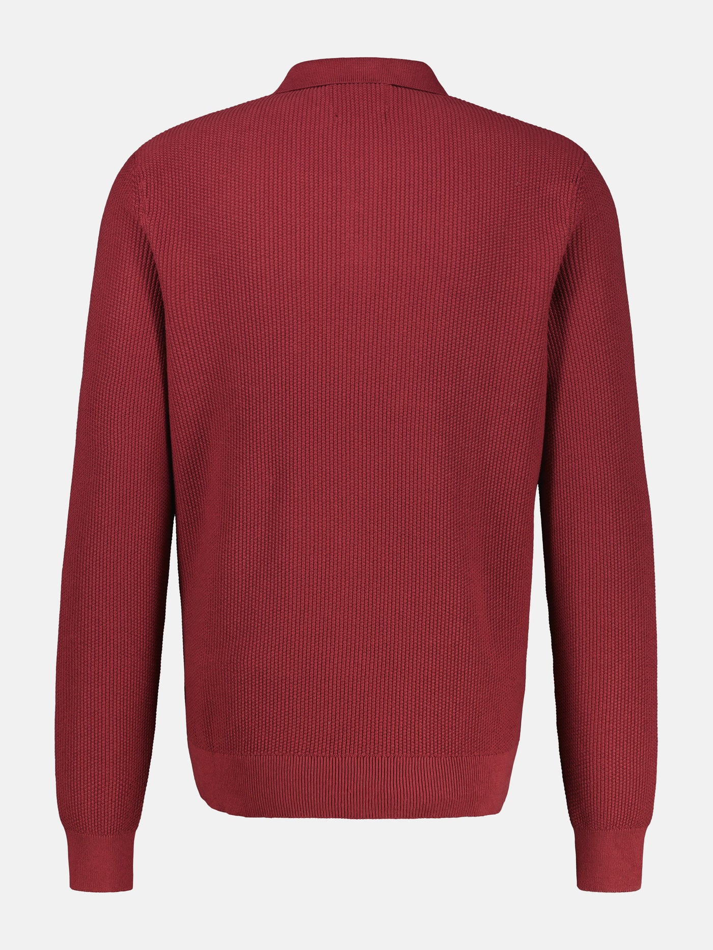 Long-sleeved knitted polo in structured quality