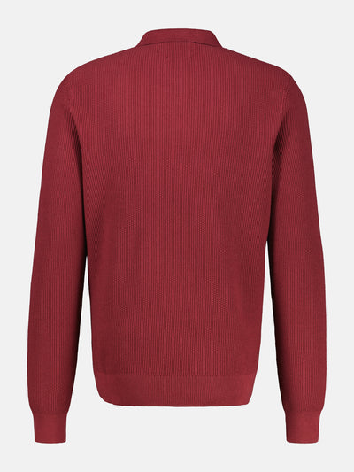 Long-sleeved knitted polo in structured quality