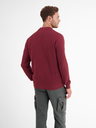 Long-sleeved knitted polo in structured quality