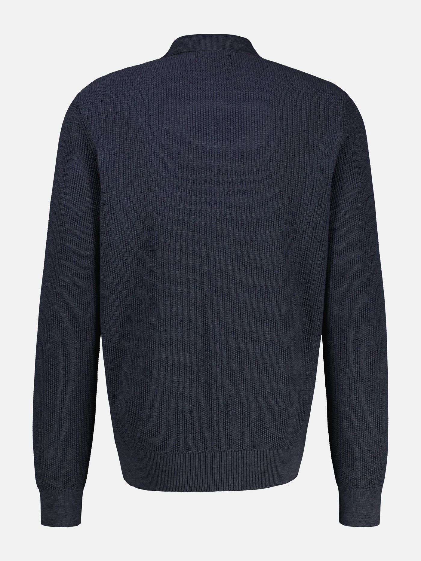 Long-sleeved knitted polo in structured quality