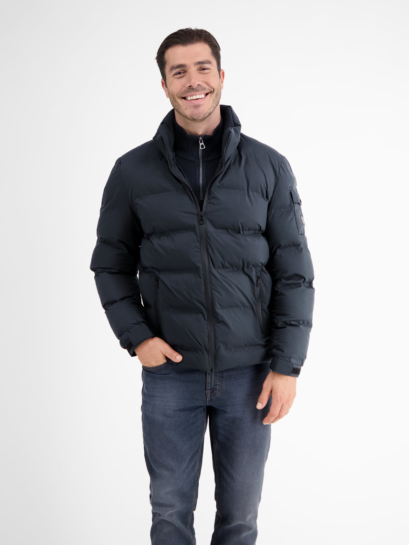 Warmly lined quilted blouson with hidden hood