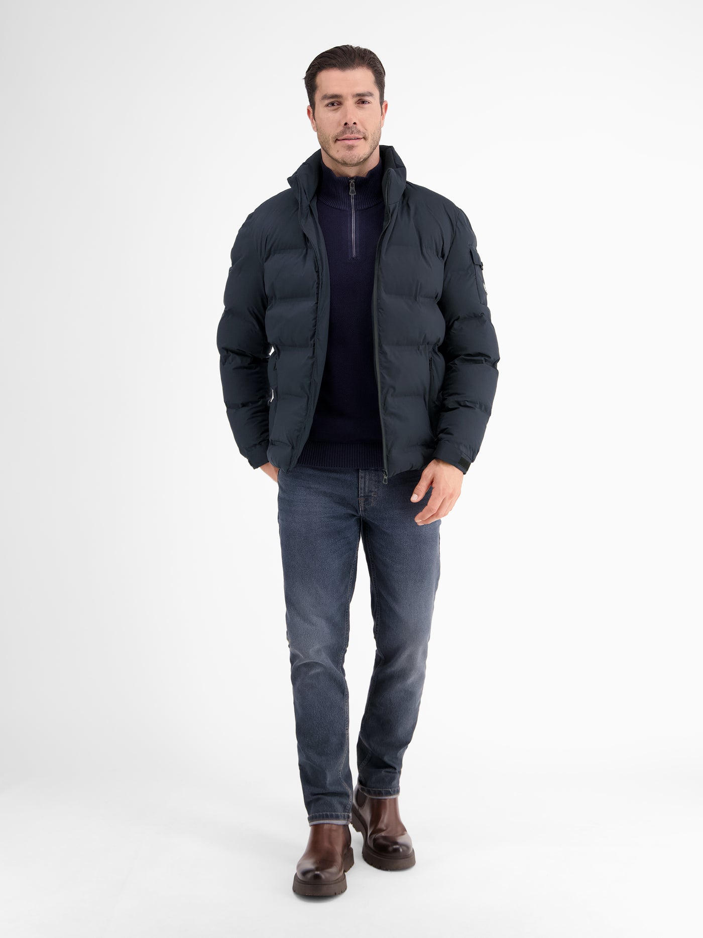 Warmly lined quilted blouson with hidden hood