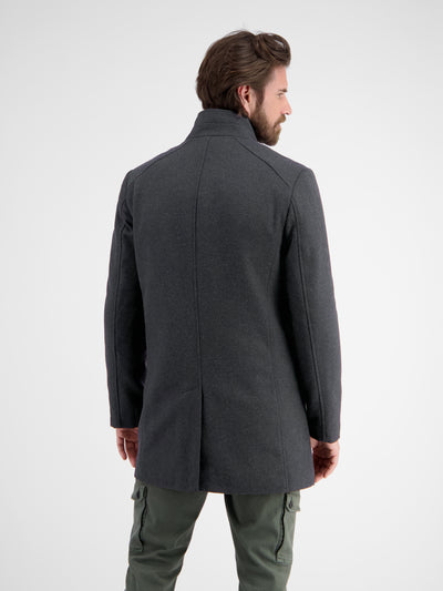 Coat with stand-up collar