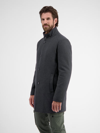 Coat with stand-up collar