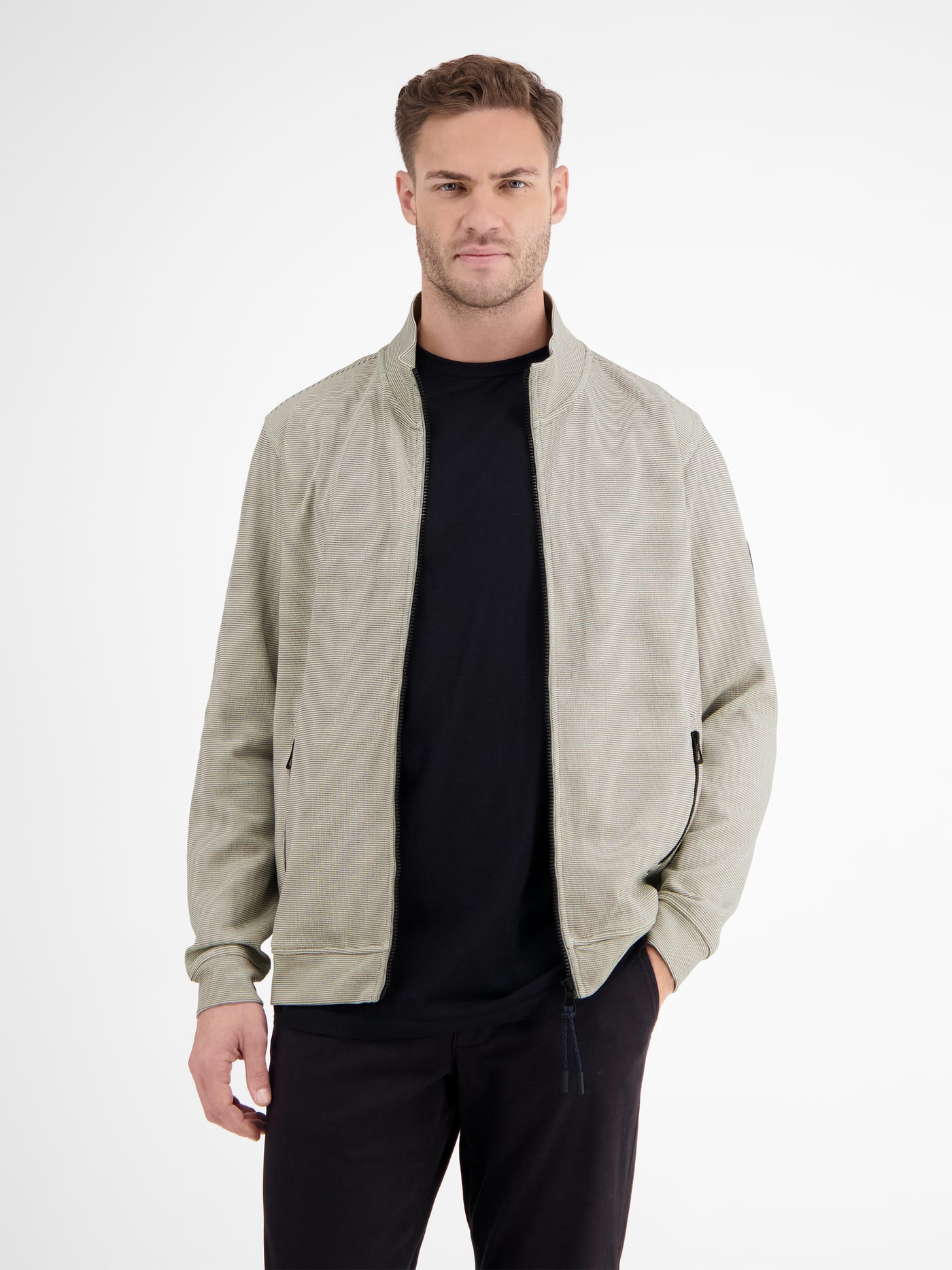 Plain-colored sweat jacket for men