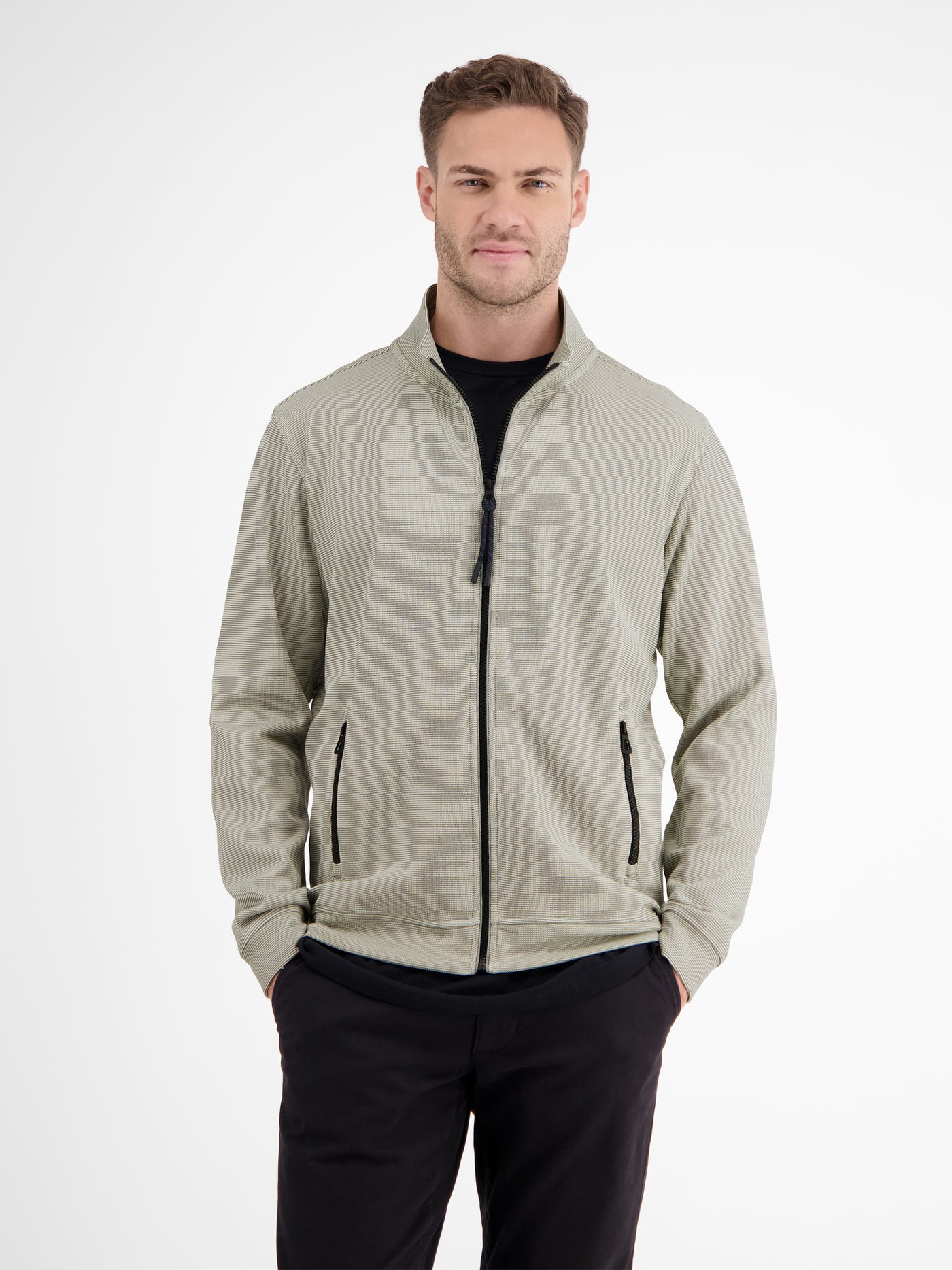 Plain-colored sweat jacket for men