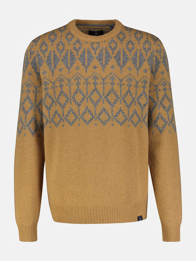 Jacquard sweater made of knitted virgin wool with cashmere