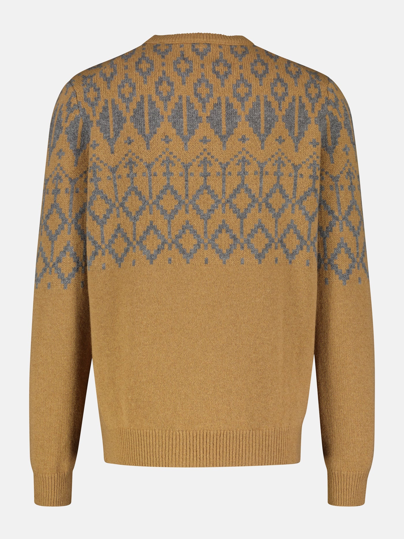 Jacquard sweater made of knitted virgin wool with cashmere