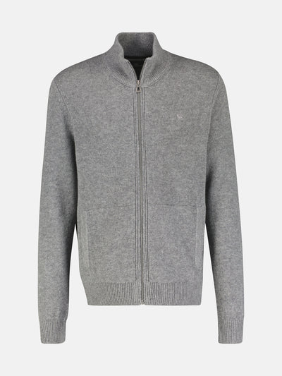 Virgin wool cardigan with cashmere content