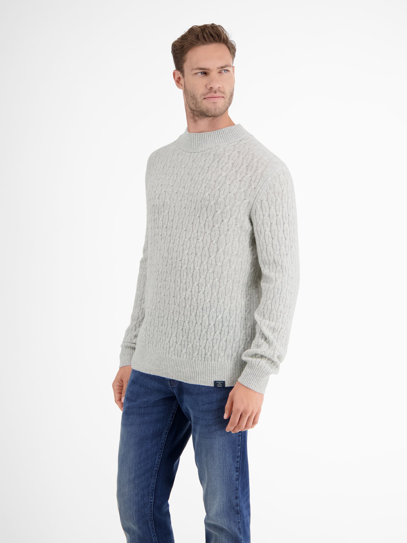 Cable knit turtleneck sweater