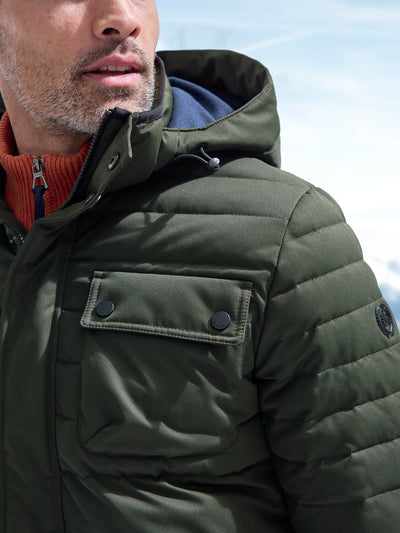 Quilted field jacket, thickly lined, breathable and water-repellent