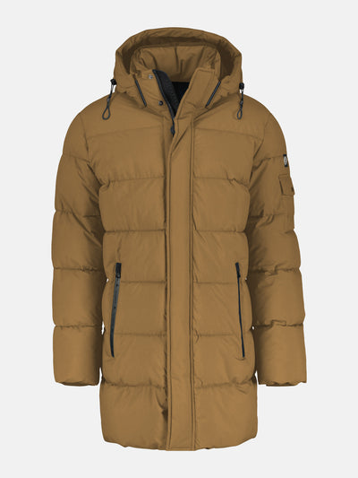 Warm lined quilted jacket with removable hood