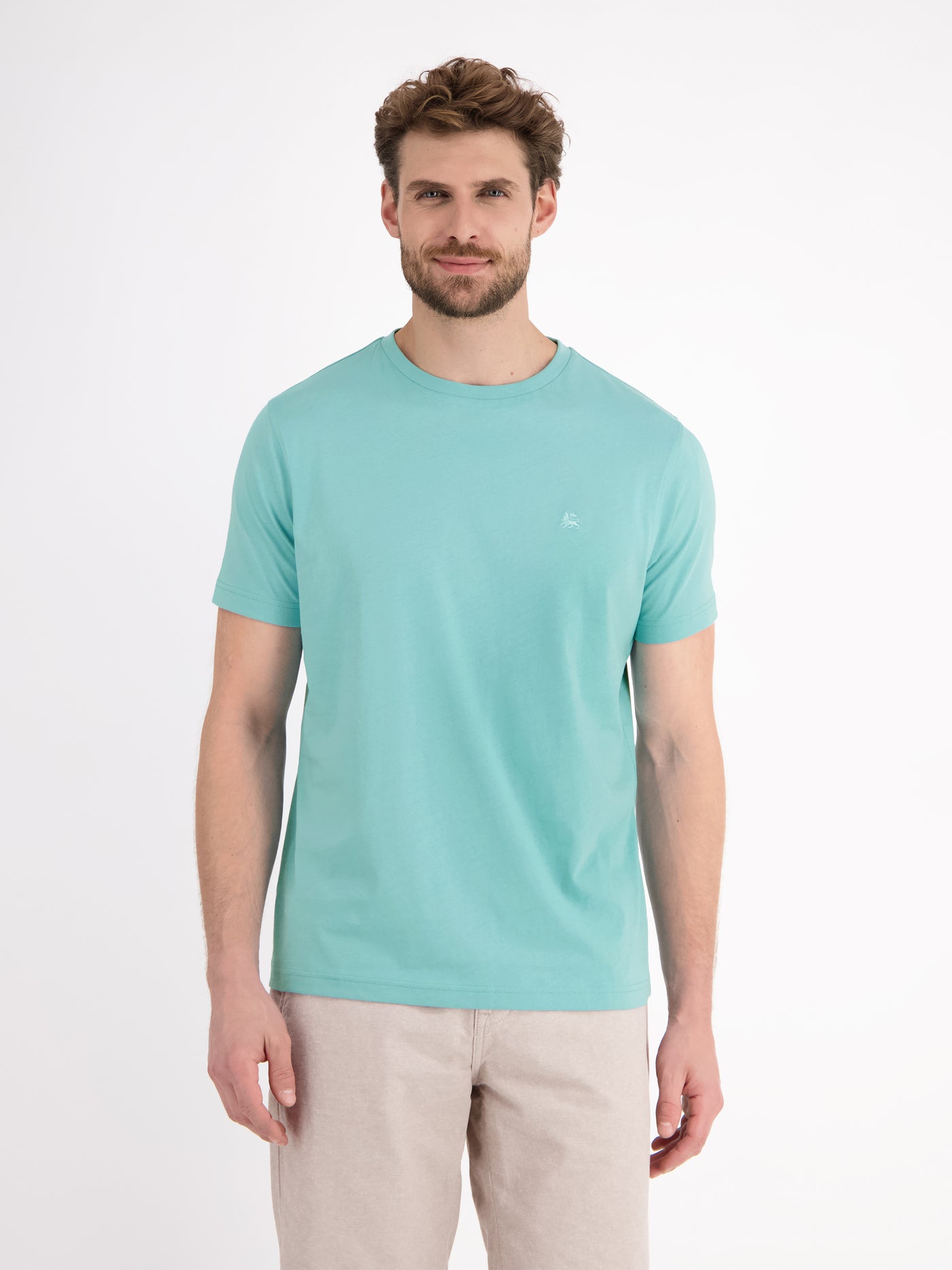 Basic T-Shirt mit Logostitch, unifarben