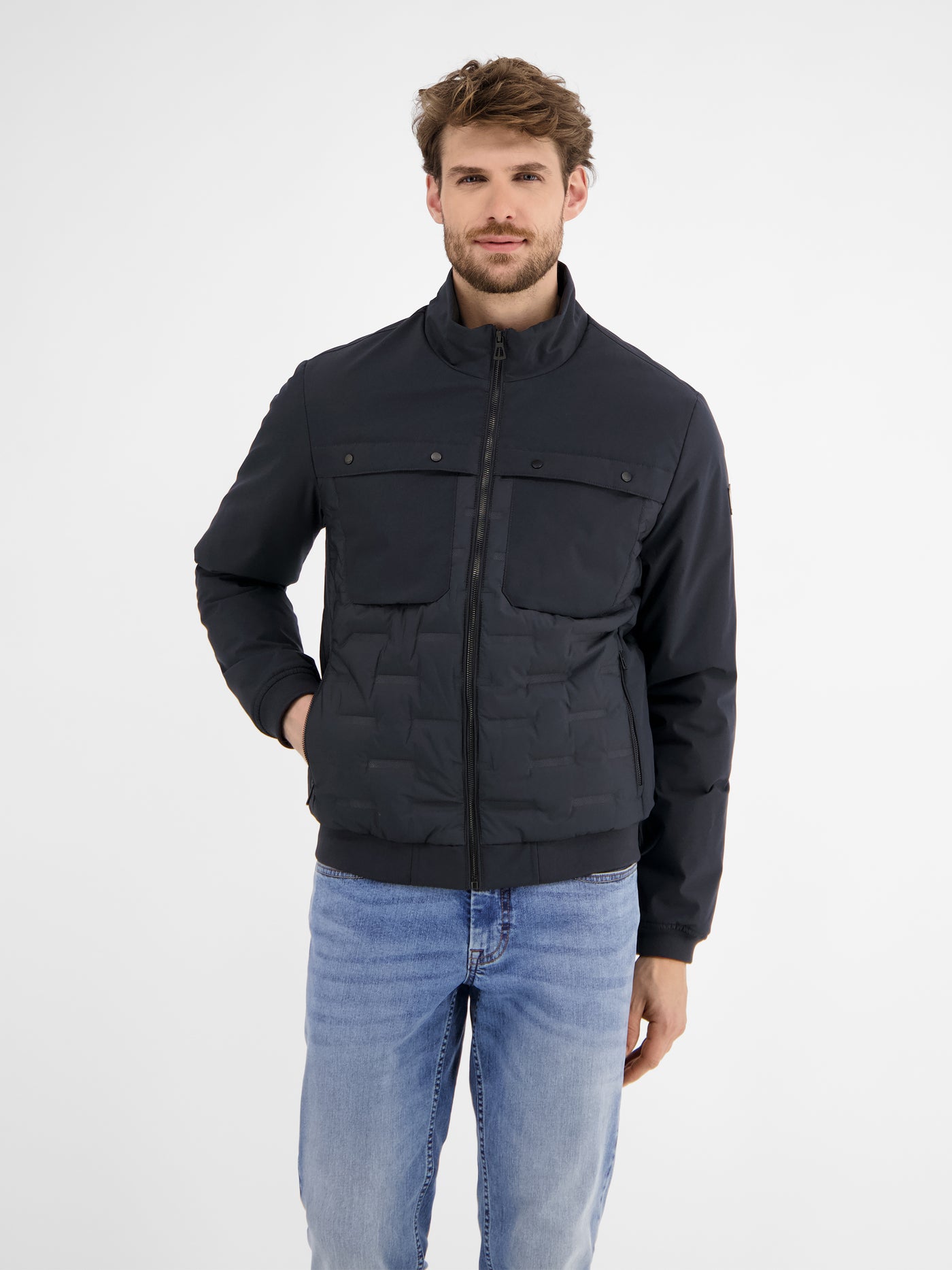 Sportiver Blouson in Struktur-Steppdesign