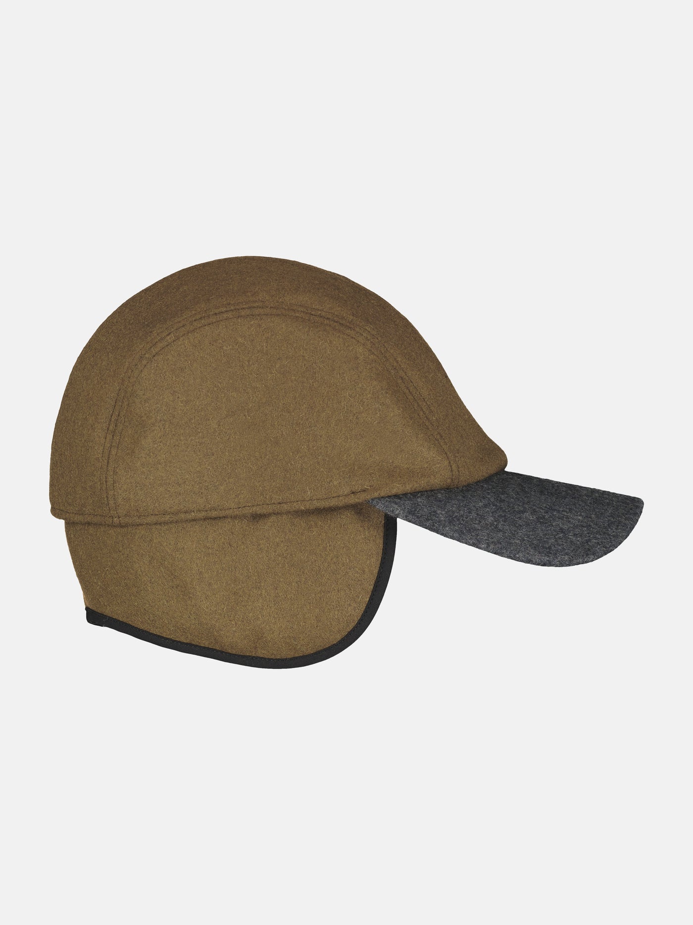 Lined wool baseball cap with ear flaps