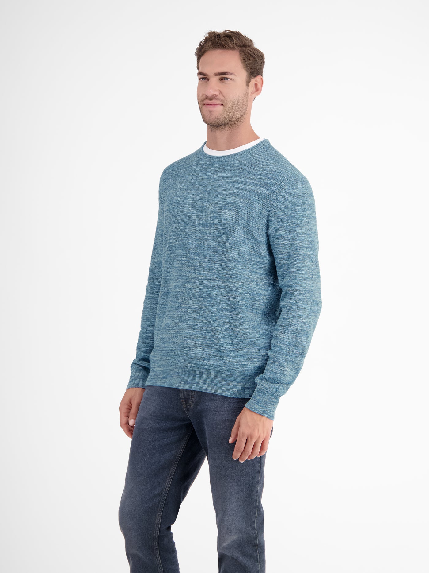 Knitted sweater in melange look