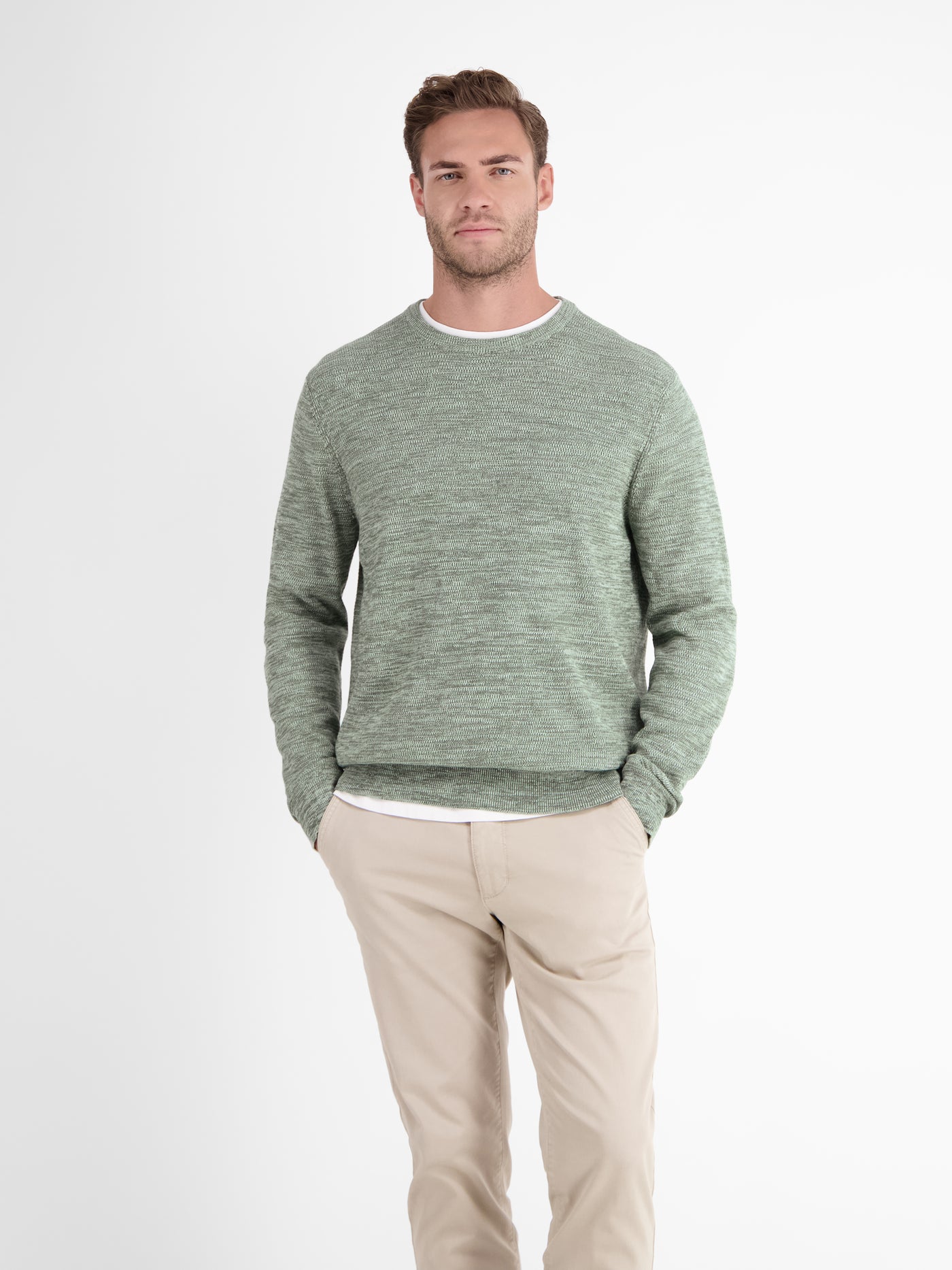 Knitted sweater in melange look